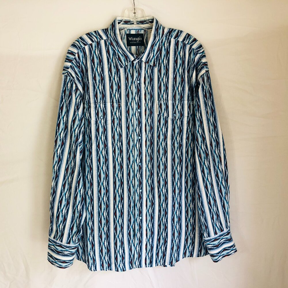 Wrangler Men's Size XL Southwestern Aztec Pearl Snap Long Sleeve Western Shirt